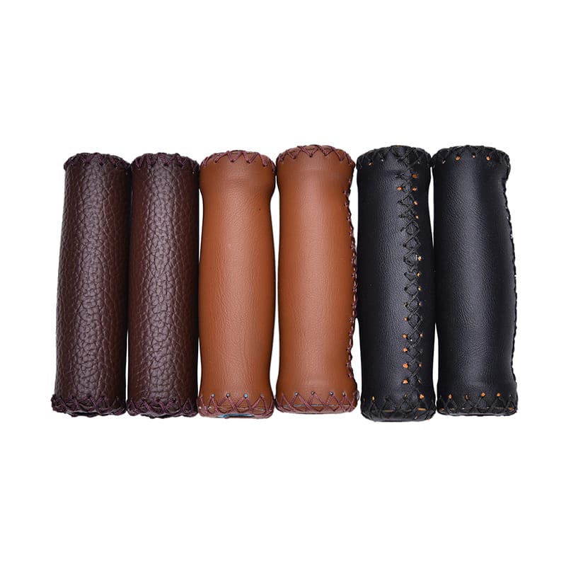 New 1Pair Coffee White Brown Mountain Bike Bicycle Handlebar Grip Ends Vintage Retro Artificial Leather Cycling Riding MTB Road