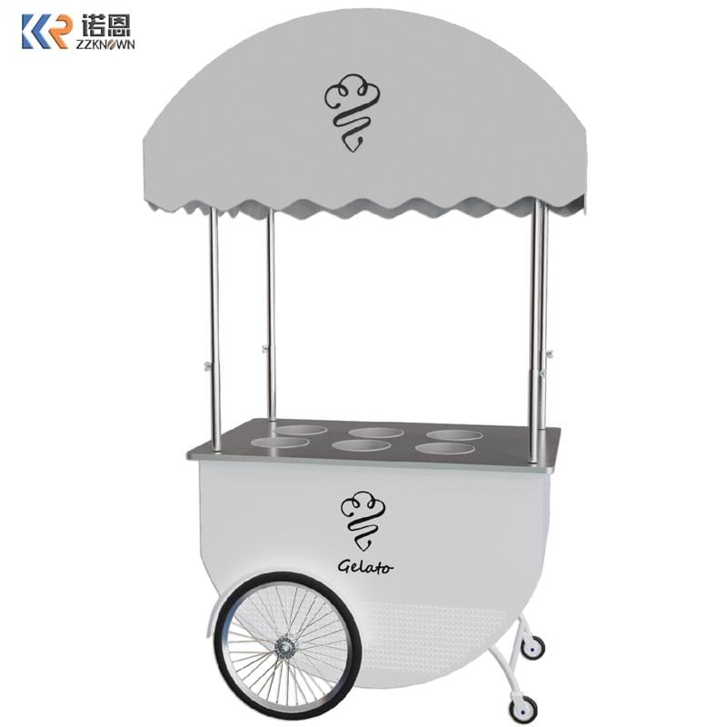 Fully Equipped Mobile Restaurant Outdoor 48V DC Ice Cream Display Cabinet Trolley Mobile Coffee Hot Dog Convenience Store
