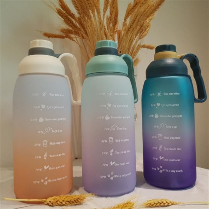Water Bottle 1800ml Large Capacity Gradient Color With Time Marker Portable Sport Tea Coffee Cup Kitchen Tools Plastic Cups