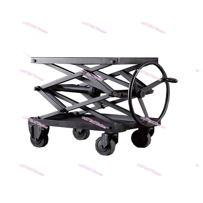 Industrial Style Loft Iron Retro Coffee Table Solid Wood Living Room Sofa Side Adjustable Mobile Display
