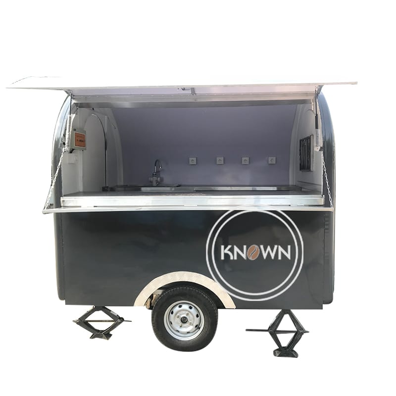 Food Kiosk Camping Trailer Mobile Airstream Stainless Steel Outdoor Coffee Carts Food Vending Hotdog Food Truck for Sale