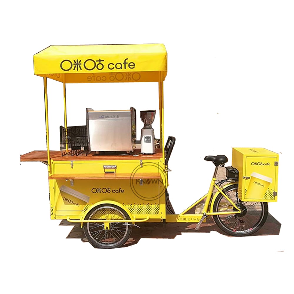 Coffee Bike Mobile Colorful Customized Electric Pedal Tricycle Fast Snack Kiosk Ice Cream Bicycle for Sale