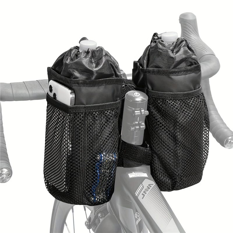 Bicycle Bag Bike Bottle Holder Handlebar Stem Thermal Bag With Mesh Pocket Coffee Cup Holders Cycling Water Bottle Carrier Bag