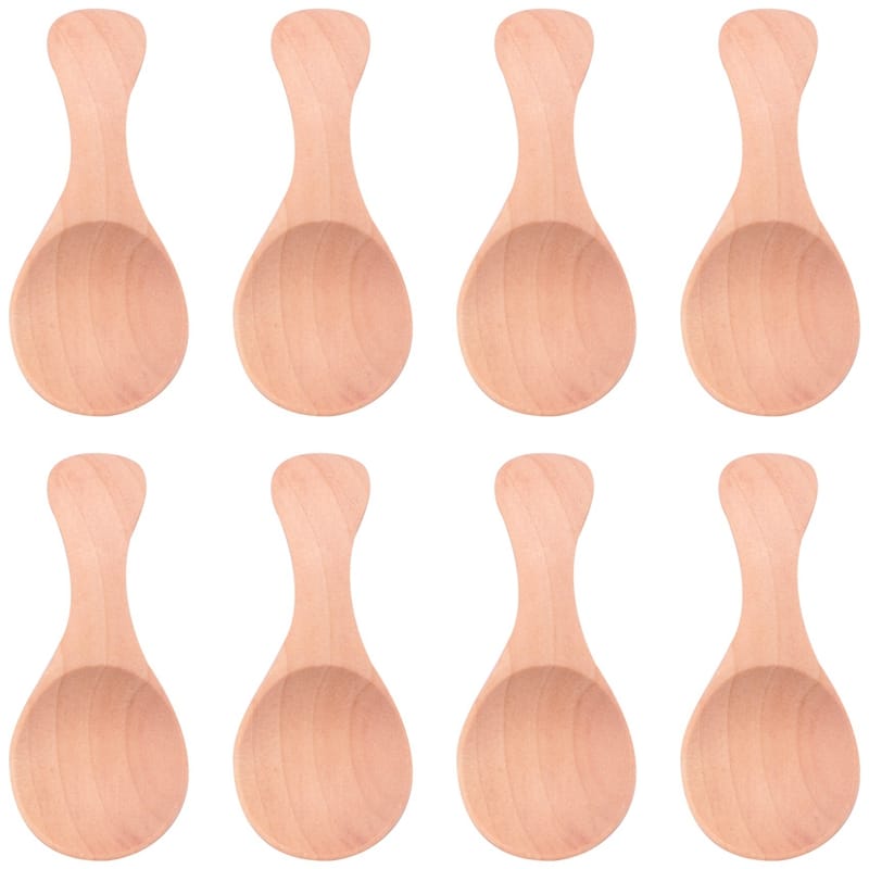 8Pcs Small Wooden Salt Spoon Solid Wood Condiments Spoon Handmade Honey Teaspoon Seasoning Sugar Coffee Tea Jam Mustard Ice Crea