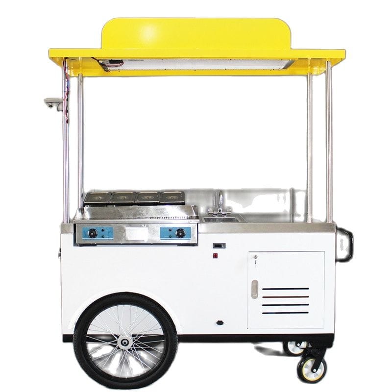Mobile Hand Push Cargo Bike Food Cart With Refrigerator And Solar Panels Kiosk Fast Food Car For Sell Coffee Hot Dogs Ice Cream
