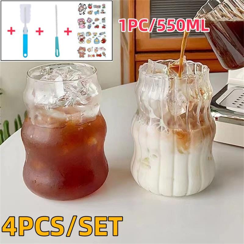 1Set Transparent Cycling Mug 550ml Mountain Path Bike Glass Mug Heat-resistant Tea Juice Milk Coffee Cup And Sticker Cleaning