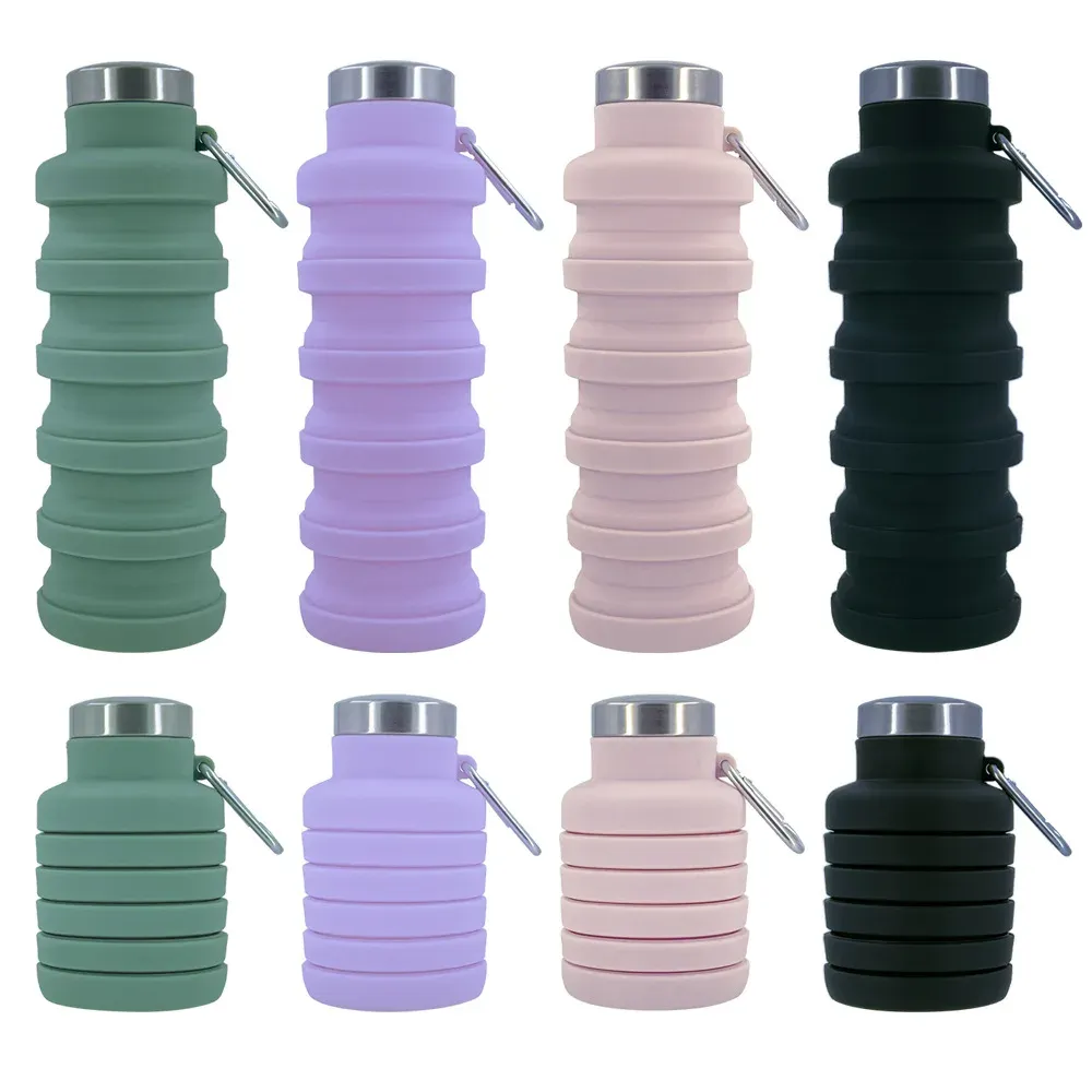 New Portable Outdoor Travel Silicone Water Bottle Retractable Folding Coffee Bottle Cups E  Tools Collapsible Sport Bottles