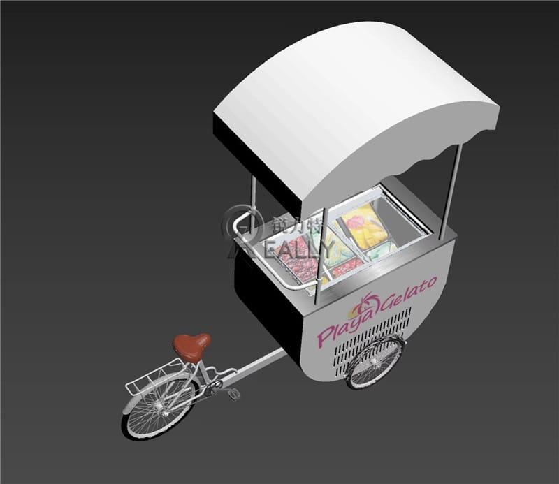 Electric Pedal Three Wheel Cargo Coffee Cart Ice Cream Bike Gelato Tricycle With Freezer