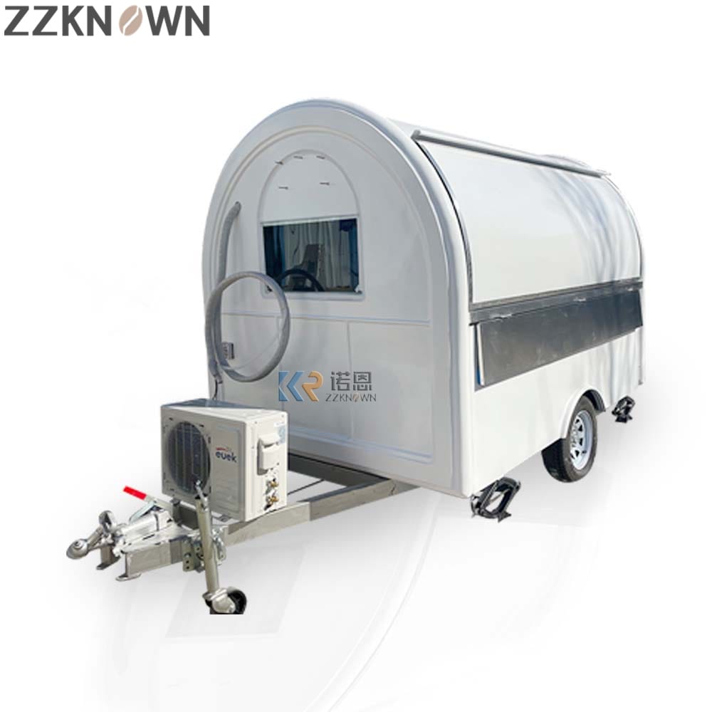 Food Ordering Kiosk Stainless Steel Food Trucks Fully Equipped Food Trailer Coffee Vending Carts Mobile Dining Car