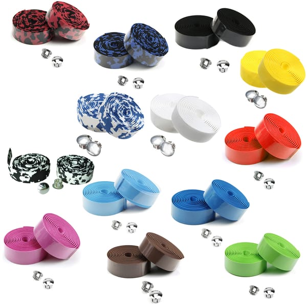 Road Bike Bicycle Cork Handlebar Bar Grip Wrap Tape + 2 Bar Plugs-Coffee