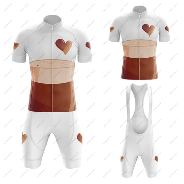 2021 Summer Men's Cycling Jersey Set Cute Coffee Breathable MTB Bicycle Uniform Males' Cycling Jersey And Bib Shorts