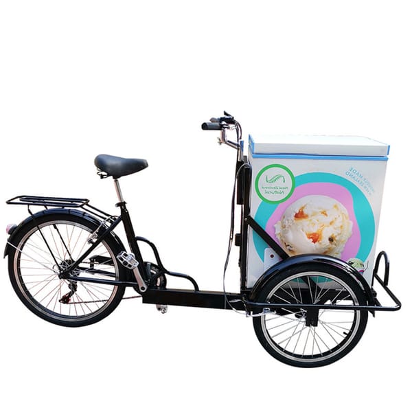 Outdoor Ice Cream Popsicle Vending Bikes Electric Pedal Freezer Bike Beverage Gourmet Bicycle Mobile Street Coffee Cart Kiosk