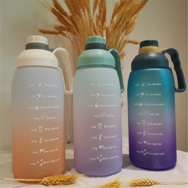 Water Bottle 1800ml Large Capacity Gradient Color With Time Marker Portable Sport Tea Coffee Cup Kitchen Tools Plastic Cups