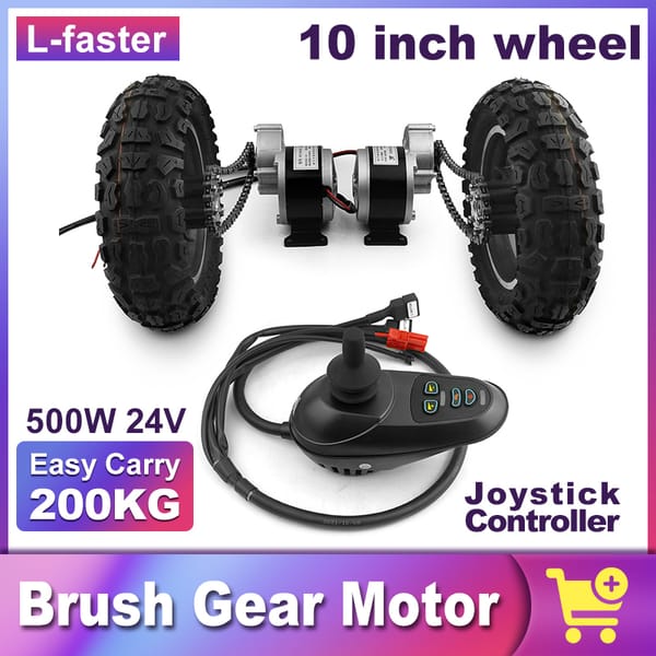 DIY 24V 500W 10 Inch Wheel Dual Drive Electric Drawers Hot Dog Bar Coffee Cart Motor kit With Joystick Controller