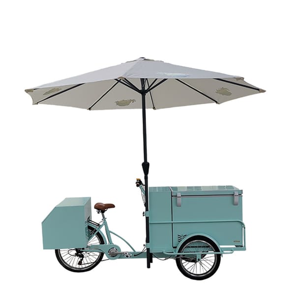 Outdoor Ice Cream Box Freezer Cart Vending Tricycle Electric Mobile Fast Food Coffee Bike With Solar Power