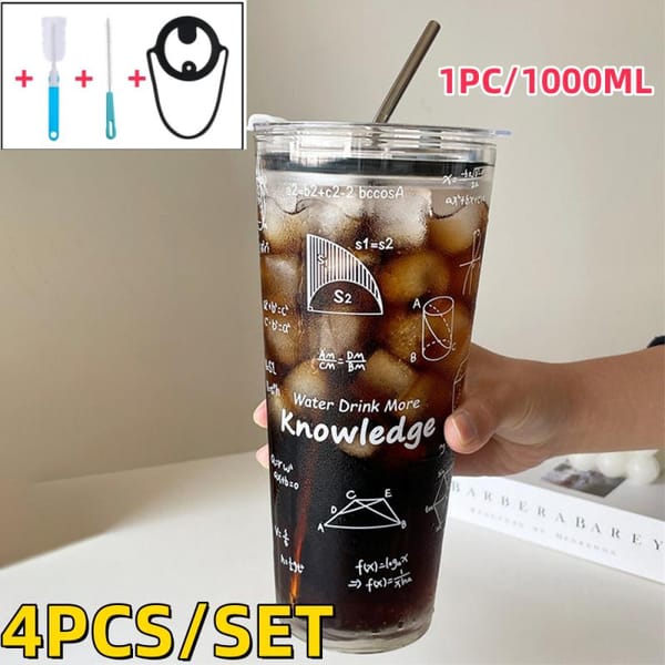 1Set Bike Transparent Coffee Cup 1000ml Party Juice Beer Mug With Lid And Straw Cycling Tea Water Mug And Cup Holder Cleaning