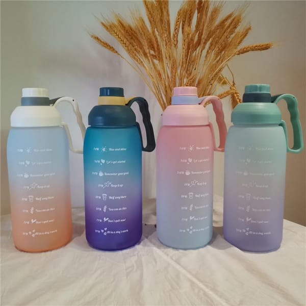Water Bottle With Straw Portable With Time Marker Large Capacity With Time Marker Stickers Sport Tea Coffee Cup Kitchen Tools