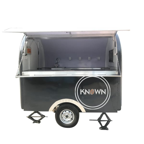 Food Kiosk Camping Trailer Mobile Airstream Stainless Steel Outdoor Coffee Carts Food Vending Hotdog Food Truck for Sale