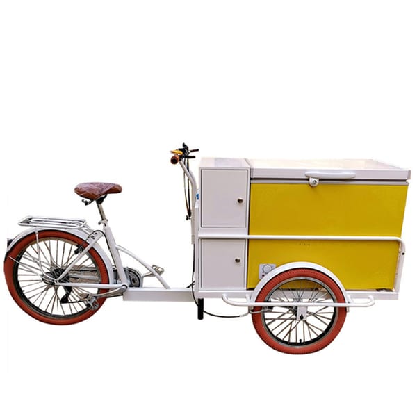 New Design Street Fast Mobile Restaurant Displays Food Bicycle Milk Truck Coffee Freezer Bike Electric Ice Cream Cart