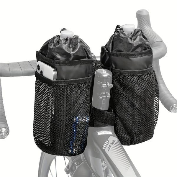 Bicycle Bag Bike Bottle Holder Handlebar Stem Thermal Bag With Mesh Pocket Coffee Cup Holders Cycling Water Bottle Carrier Bag