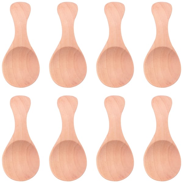 8Pcs Small Wooden Salt Spoon Solid Wood Condiments Spoon Handmade Honey Teaspoon Seasoning Sugar Coffee Tea Jam Mustard Ice Crea