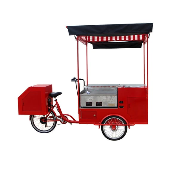 Red Color Electric Cargo Bike Street Vending Bicycle Adult Tricycle Beverage Drink Coffee Van Food Cart for Sale