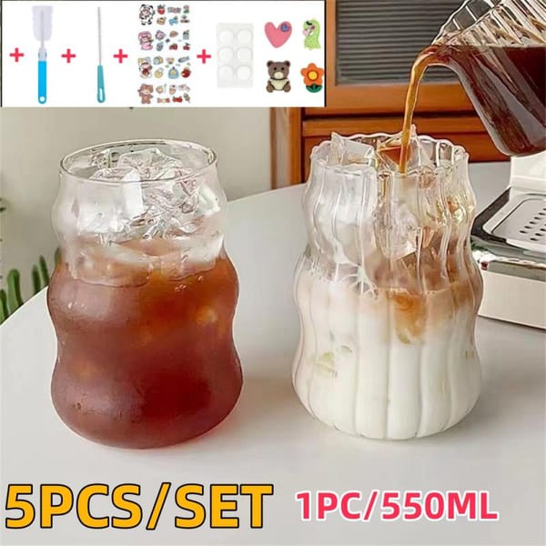 1Set Mountain Path Bike Cycling Mug 550ml Home Stripe Glass Mug Heat-resistant Tea Juice Milk Coffee Cup And 3D Sticker Cleaning