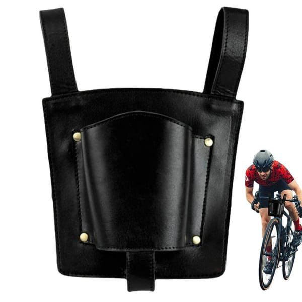 Coffee Cup Holder For Bike PU Leather Riding Beverage Cup Holder Cycling Water Cup Mount Water Bottle Rack Riding Beverage Cup