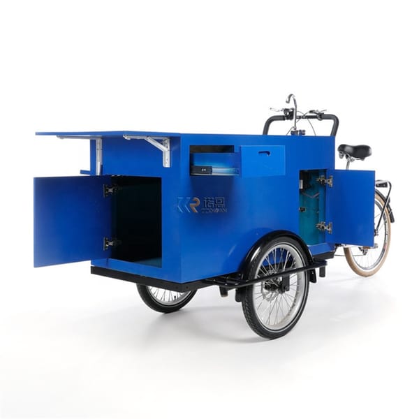 250w 500w Customized Retro Coffee Bike Electric Cargo Tricycle Beer Drink Ice Cream Vending Cart
