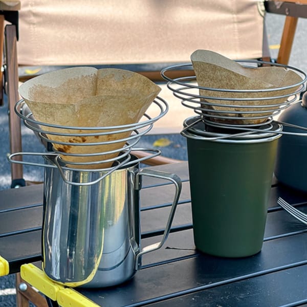 Stainless steel hand brewed coffee filter outdoor camping coffee drip rack camping portable folding coffee filter cup
