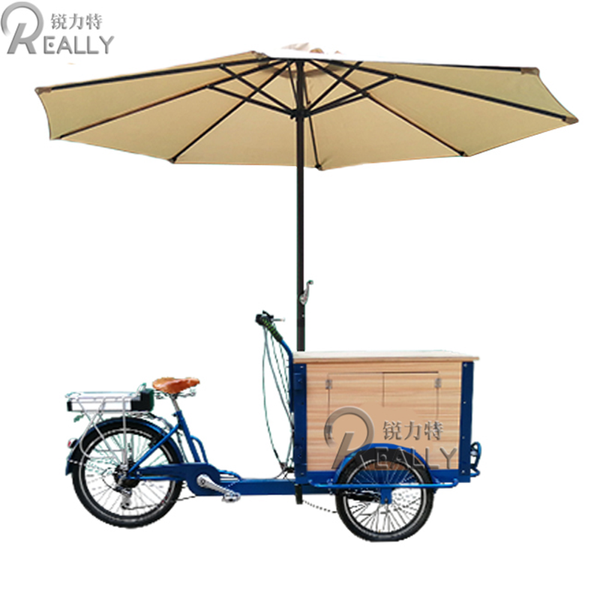 Cheap Pedal Bicycles Wood Vending Bicycle Three Wheel Cargo Bike Adult Tricycle Food Coffee Bicycle for Sale