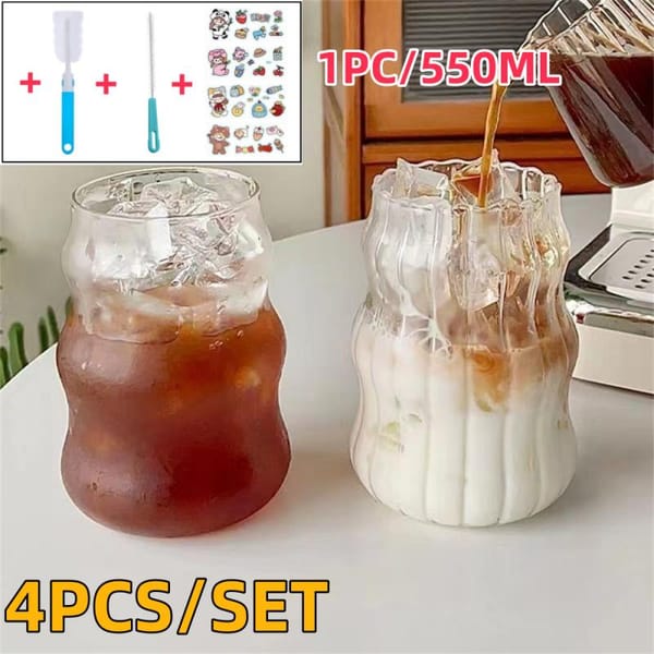 1Set Transparent Cycling Mug 550ml Mountain Path Bike Glass Mug Heat-resistant Tea Juice Milk Coffee Cup And Sticker Cleaning