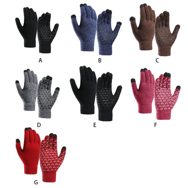 1 Pair Winter Warm Gloves Touch Screen Outdoor Hiking Cycling Camping Cotton Knitted Gloves  Man  Coffee