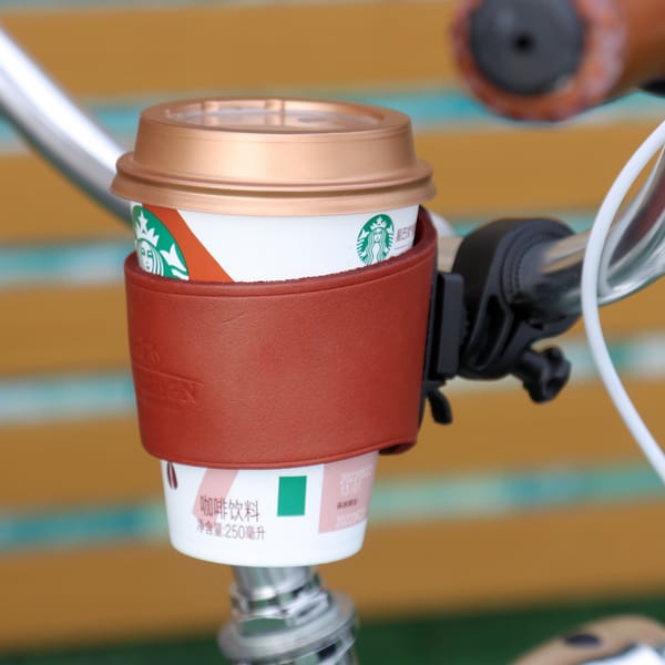 Tourbon Bike Coffee Tea Cup Beer Holder Bracket Genuine Leather Drink Bottle Water Kettle Carrier Bicycle Bag Accessories