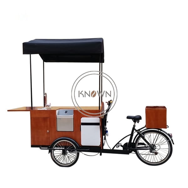 3 Wheels Electric Tricycle Outdoor Mobile Food Bicycle Retro Coffee Cart Vending Bike for Sale