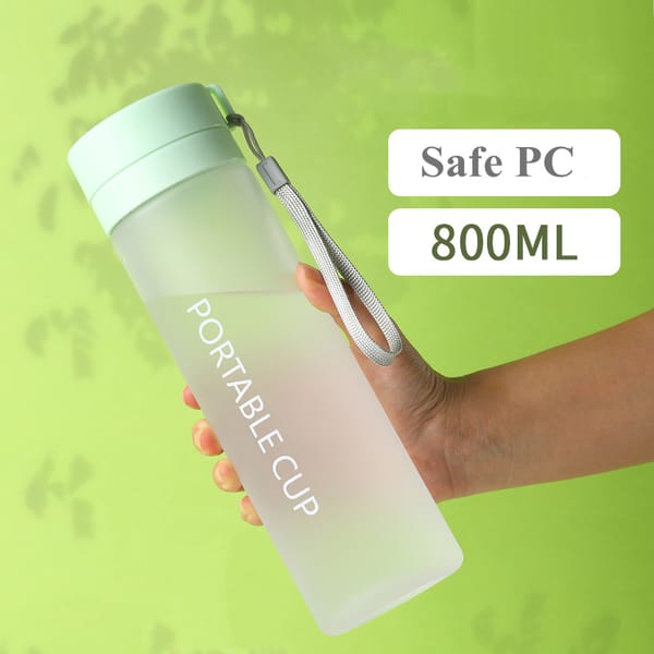 800ml Plastic Portable Water Bottle Sport Drinking Tea Mug Clear Frosted Outdoor Sport Camping Coffee Cup with Portable Rope