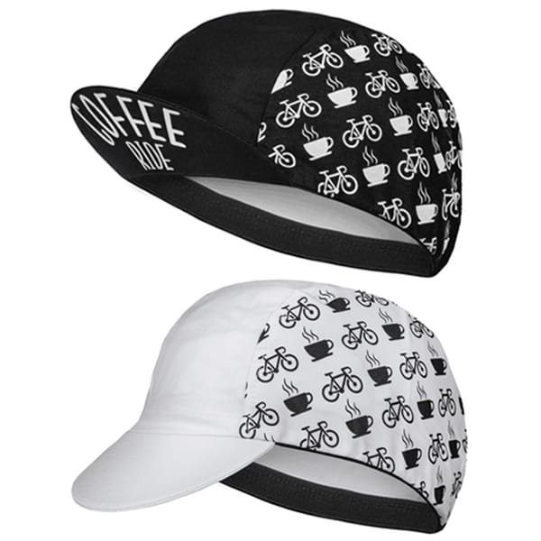 Coffee Cycling Caps Black & White Bike Hat One Size Fits Most