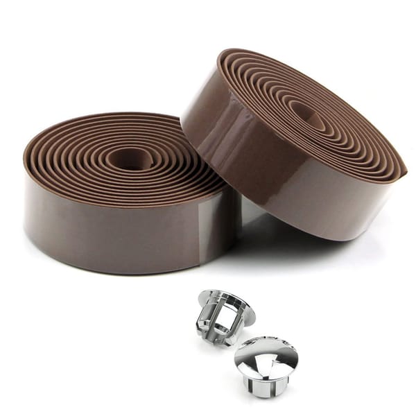 Road Bike Bicycle Cork Handlebar Bar Grip Wrap Tape + 2 Bar Plugs-Coffee