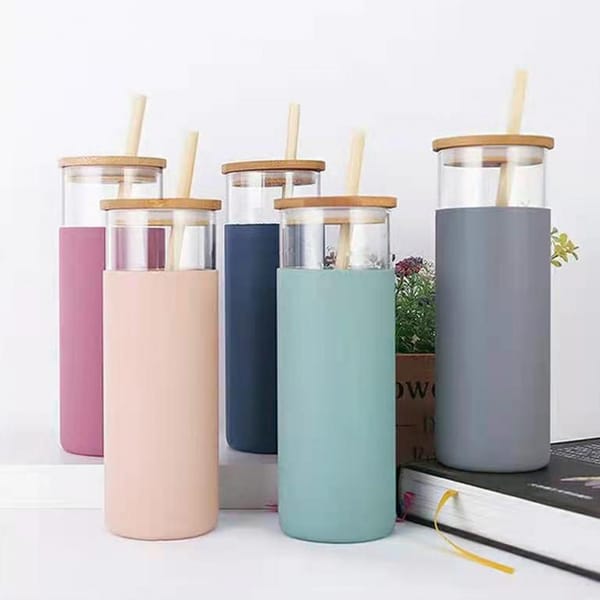 500ml Water Cup with Lid Shatterproof Glass Assorted Iced Coffee Tumbler Straw Bottle бутылка для воды botella de agua