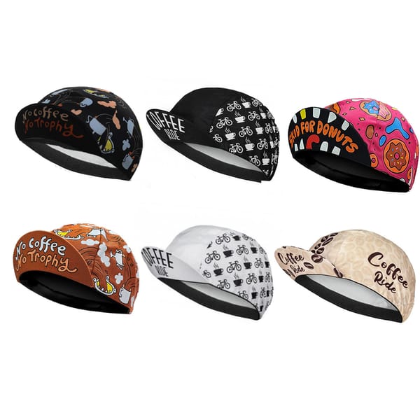 Multiple Coffee Donuts Styles Cycling Cap Men Women Black White Cycling Hat Quick-Drying Polyester Summer Cycling Hat Molteni