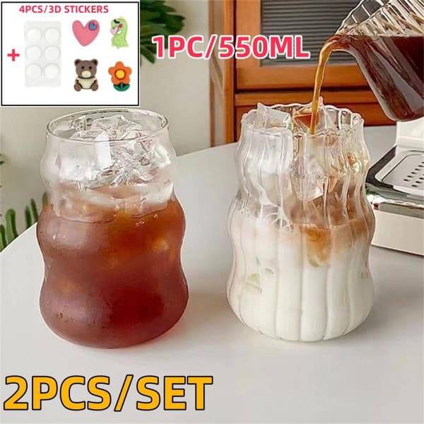 1Set Mountain Path Bike Cycling Mug 550ml Transparent Glass Mug Heat-resistant Tea Juice Milk Coffee Cup And 3D Sticker