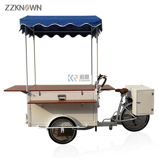 New Tricycle Mobile Street Electric Coffee Bike Cafe Bicycle Hot Dog Bike Snack Serving Cart Hamburger Ice Cream Tricycle