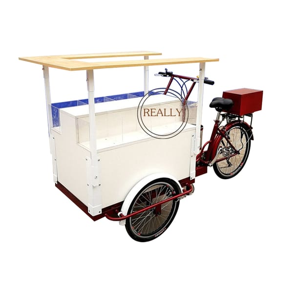 High Quality Electric Coffee Tricycle Front Loading Pedal Assist Cargo Bicycle Food Cart Ice Cream Catering Bike