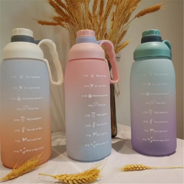 Water Bottle With Straw Portable With Time Marker Large Capacity With Time Marker Stickers Sport Tea Coffee Cup Kitchen Tools