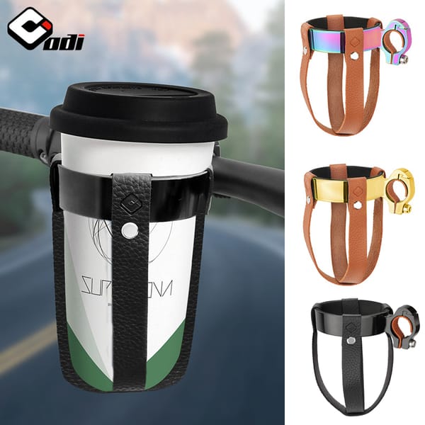 ODI Bicycle Water Bottle Holder Coffee Cup Holder Aluminum Leather Milk Bottle Cage Holder Fold Electric Bike Kettle Bracket