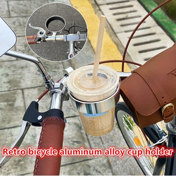 Vintage Bicycle Aluminum Alloy Cup Holder Coffee Milk Tea Cup Holder Bicycle Bottle Mount Handlebar Holder Mtb Accessories